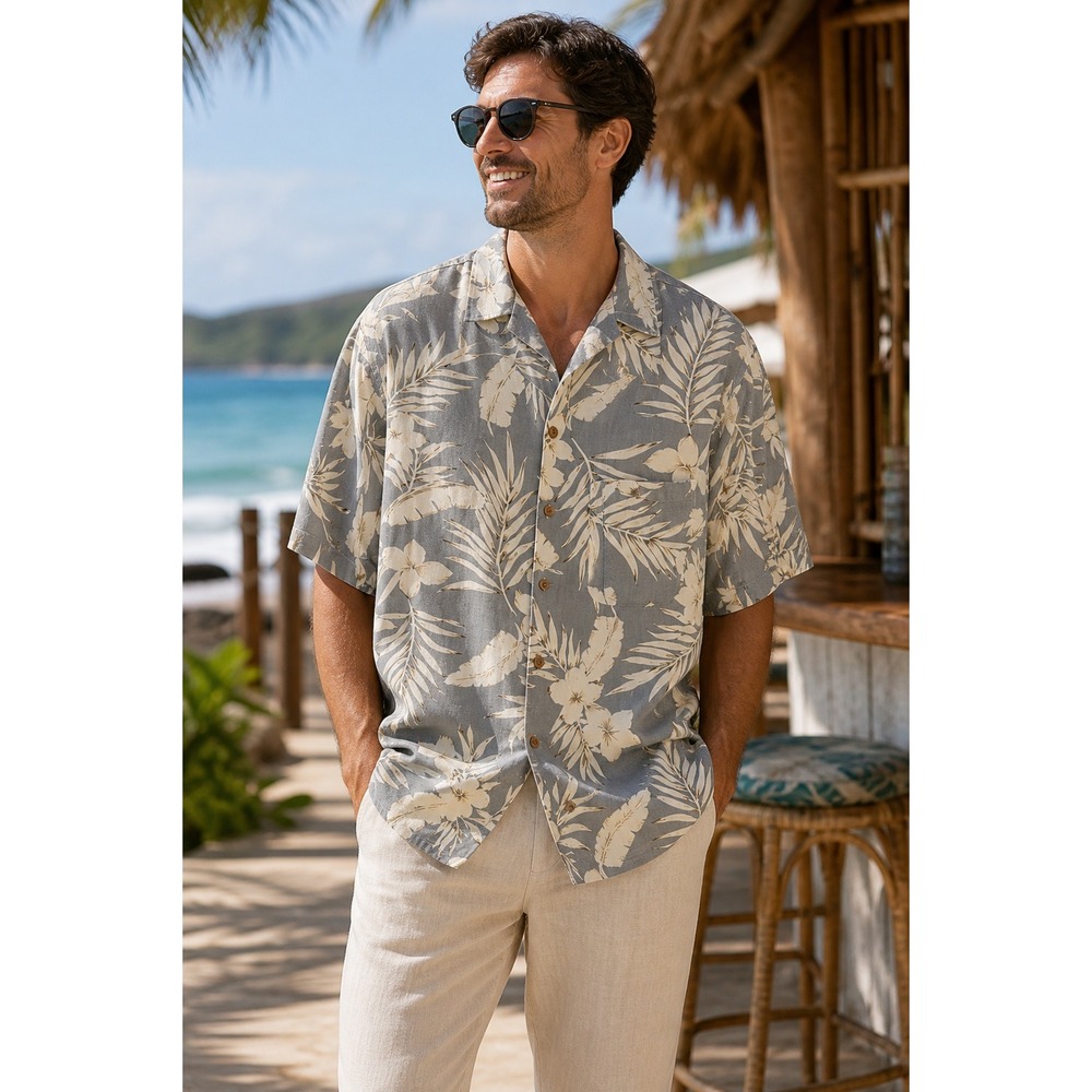 Paradise Cove 100% Silk Hawaiian Shirt XXL Tropical Floral Resort Vacation